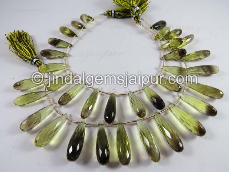 Bi Lemon Quartz Faceted Long Drops Shape Beads